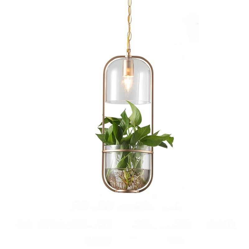 Lampe suspendue écologique pastorale en verre pour plantes aquatiques