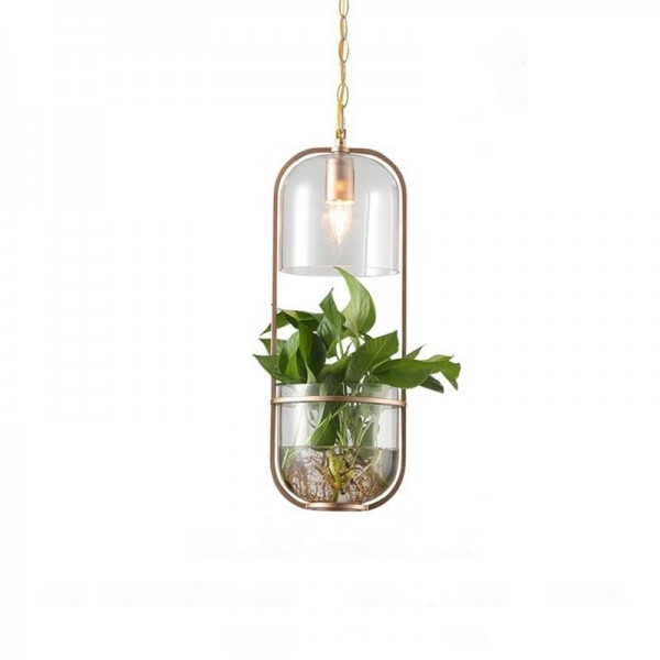 Lampe suspendue écologique pastorale en verre pour plantes aquatiques
