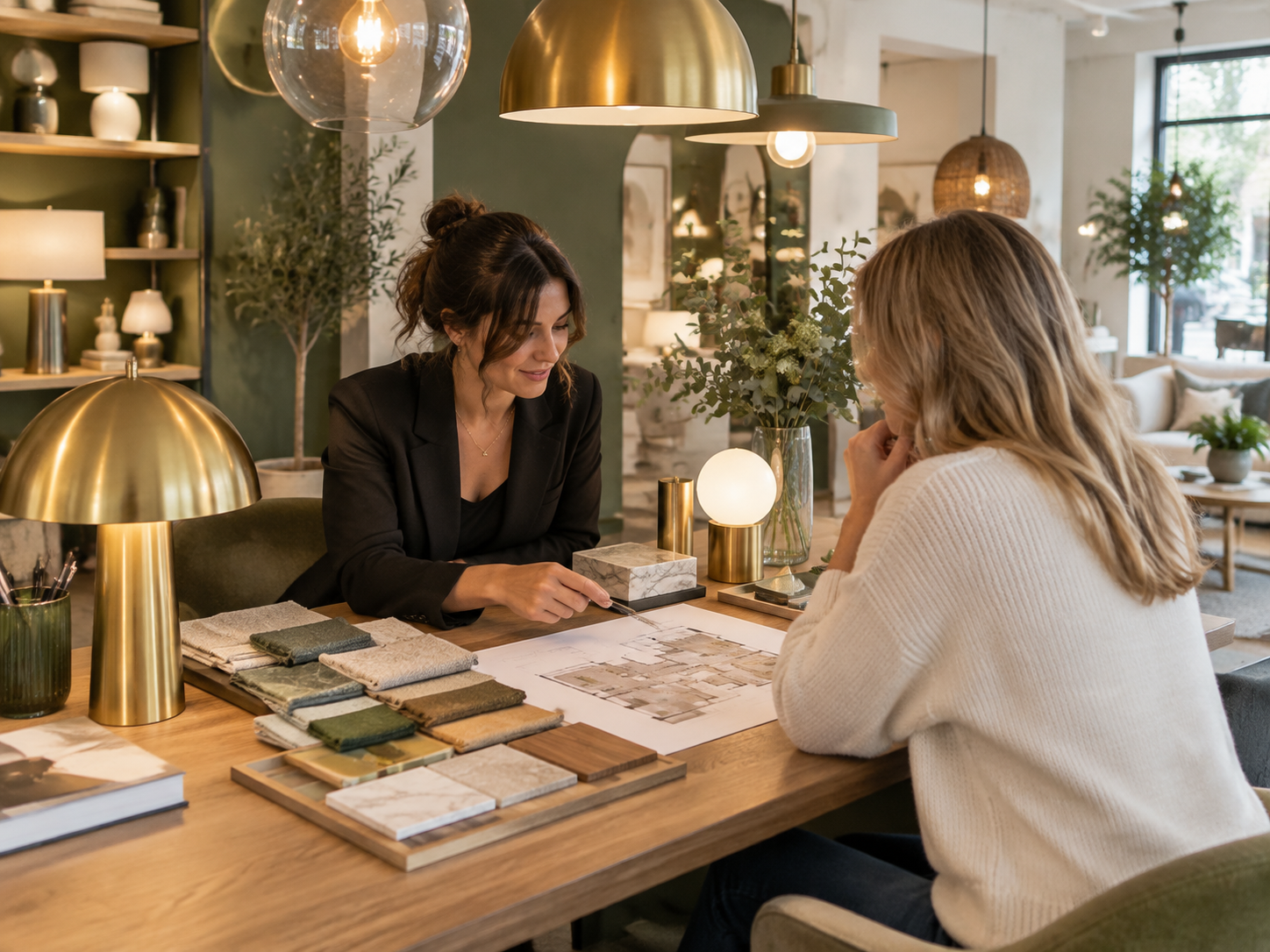 Conseil en éclairage dans un showroom