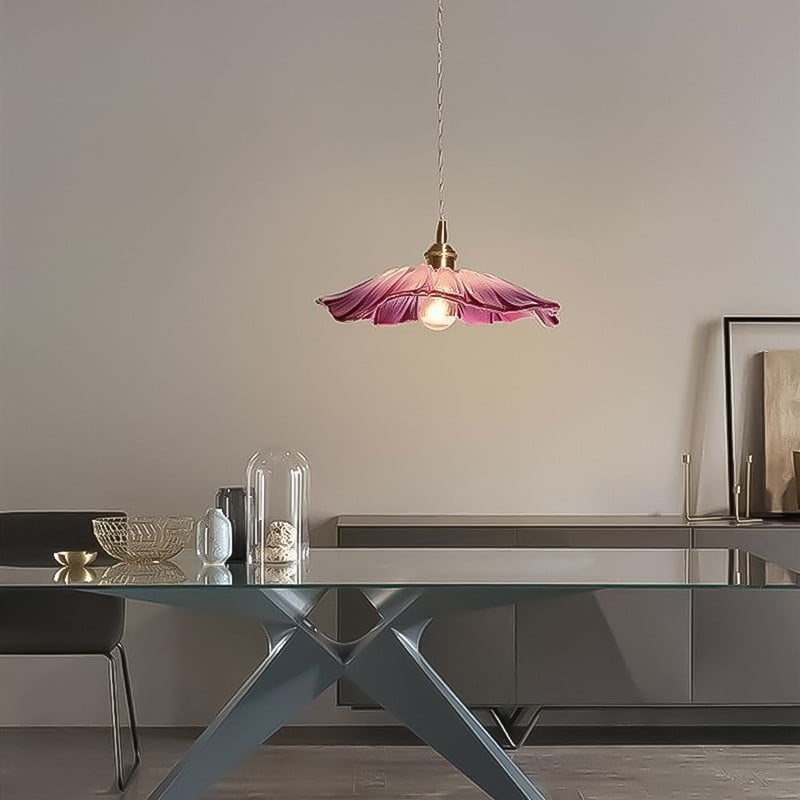 Retro Lotus Glass Pendant Light For bedroom
