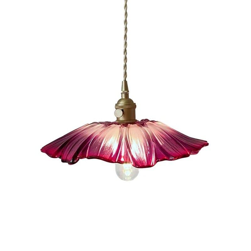 Retro Lotus Glass Pendant Light For bedroom